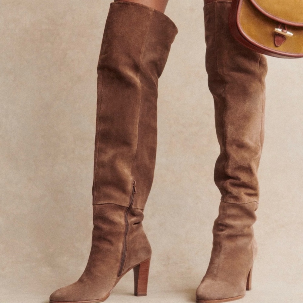 Sezane Anaelle Taupe Thigh High Boots